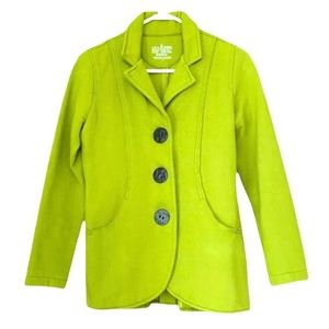 Vintage Women's NEON BUDDHA Green Button Up Soft Cardigan Blazer Jacket - Small